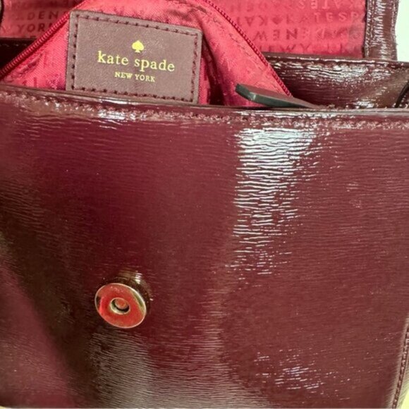 Kate Spade Brynlee Bixby Place Satchel Crossbody Bag Leather Patent Shoulder Red - Picture 6 of 16